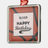 名前をカスタムするバスケットボール誕生日ラージグランジボール メタルオーナメント (左)