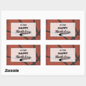 名前をカスタムするバスケットボール誕生日ラージグランジボール 長方形シール (シート)