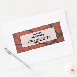 名前をカスタムするバスケットボール誕生日ラージグランジボール 長方形シール