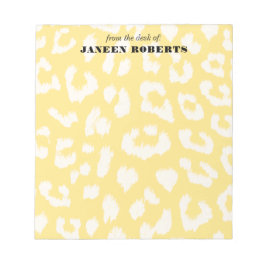名前をカスタムするバターイエローヒョウ印刷 ノートパッド