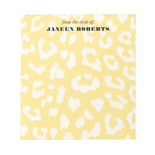 名前をカスタムするバターイエローヒョウ印刷 ノートパッド (正面)