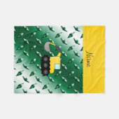 名前をカスタムするバックホグリーンダイヤモンド鋼プレート フリースブランケット (正面(横))