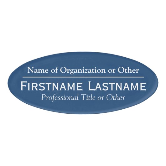 名前をカスタムするバッジ – 団体や組織または教会 – 青 名札 (正面)