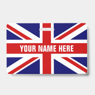 名前をカスタムするバッジ（英国連合ジャック国旗あり） バッジ
