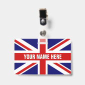 名前をカスタムするバッジ（英国連合ジャック国旗あり） バッジ (正面 （クリップ付）)
