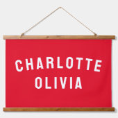 名前をカスタムするバナパーソナライズされた子供部屋ウォールアート 吊り下げ型タペストリー (正面)