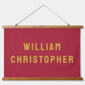 名前をカスタムするバナパーソナライズされた子供部屋ウォールアート 吊り下げ型タペストリー (正面)