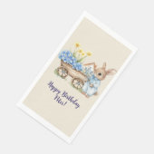 名前をカスタムするバニーとブルーフラワーバースデーパーティー (コーナー)