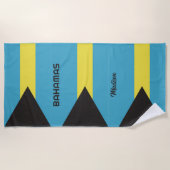 名前をカスタムするバハマ国旗 ビーチタオル (正面)