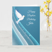 名前をカスタムするバプテスマ記念日ドーブオンブルーウォーター カード (黄色い花)
