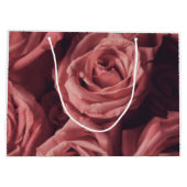 名前をカスタムするバラハッピーバースデー女性女子フローラ ラージペーパーバッグ (裏面)