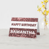 名前をカスタムするバラ金ゴールドフェイクグリッターハッピーバースデー カード (黄色い花)