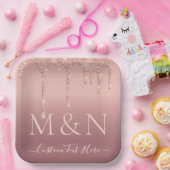 名前をカスタムするバラ金ゴールド結婚の紙プレート ペーパープレート (パーティー)