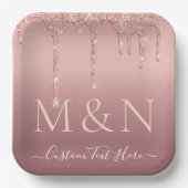 名前をカスタムするバラ金ゴールド結婚の紙プレート ペーパープレート (正面)