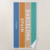 名前をカスタムするバルセロナスペイン/あなたのテキスト ビーチタオル (正面)