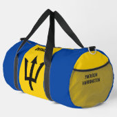 名前をカスタムするバルバドス国旗 ダッフルバッグ (右コーナー)