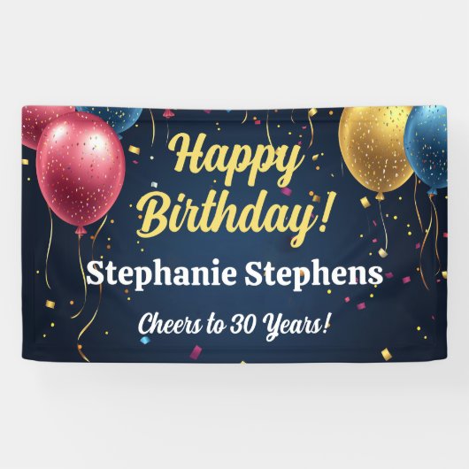 名前をカスタムするバルーン誕生日バナー応援年 横断幕 (横)