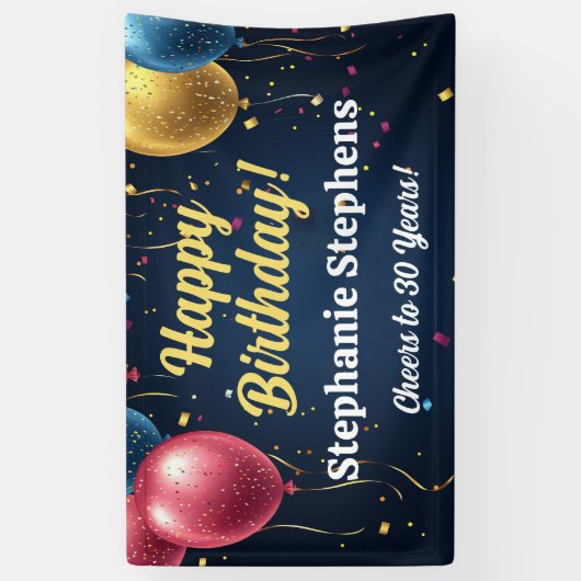 名前をカスタムするバルーン誕生日バナー応援年 横断幕 (縦)