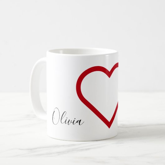 名前をカスタムするバレンタインデイラヴハートカップルキット コーヒーマグカップ (正面左)