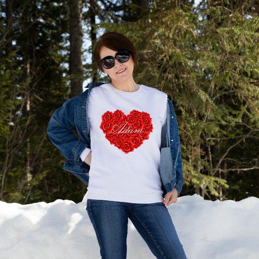 名前をカスタムするバレンタインデーハート型バラレディ スウェットシャツ