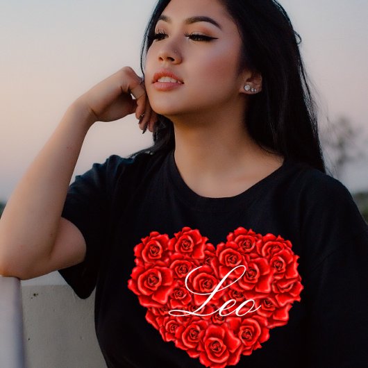 名前をカスタムするバレンタインデーハート型バラレディ Tシャツ