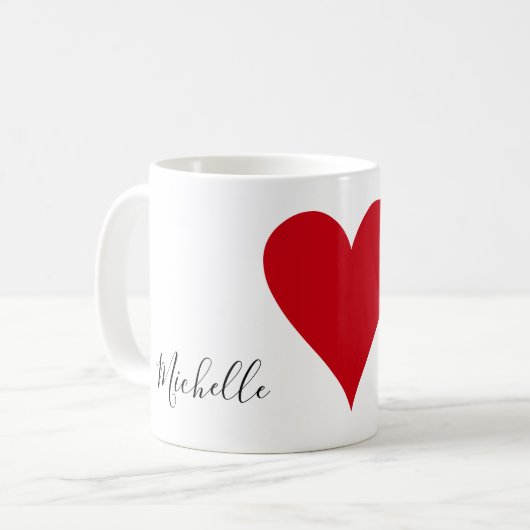 名前をカスタムするバレンタインデーラブハートカップル コーヒーマグカップ (正面左)