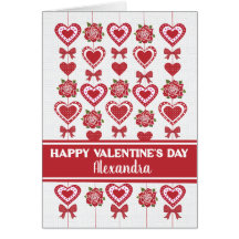 名前をカスタムするバレンタイン赤いバラハートボウズ