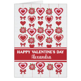 名前をカスタムするバレンタイン赤いバラハートボウズ