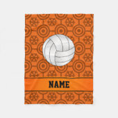名前をカスタムするバレーボール黒オレンジ色の雪片 フリースブランケット (正面)