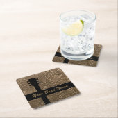 名前をカスタムするバンドギターロックカントリーミュージックウェスタン スクエアペーパーコースター (インサイチュ)