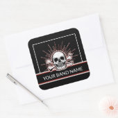 名前をカスタムするバンドマーチスカルボーンズ転がロック スクエアシール (封筒)