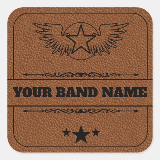 名前をカスタムするバンドマーチロックカントリーウエスタンミュージック スクエアシール (正面)