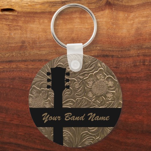 名前をカスタムするバンドマーチロックギターカントリー音楽 キーホルダー (正面)