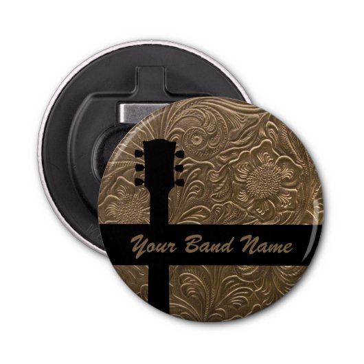 名前をカスタムするバンドマーチロックギターカントリー音楽 栓抜き (正面)