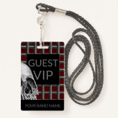 名前をカスタムするバンドマーチロックスカルメタルラニヤード バッジ (裏面ランヤード)