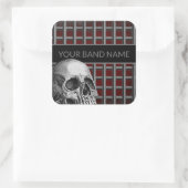 名前をカスタムするバンドマーチロックスカルメタル音楽 スクエアシール (バッグ)