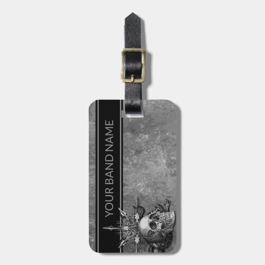 名前をカスタムするバンドマーチロック&メタル転がスカルラグ ラゲッジタグ (正面縦)