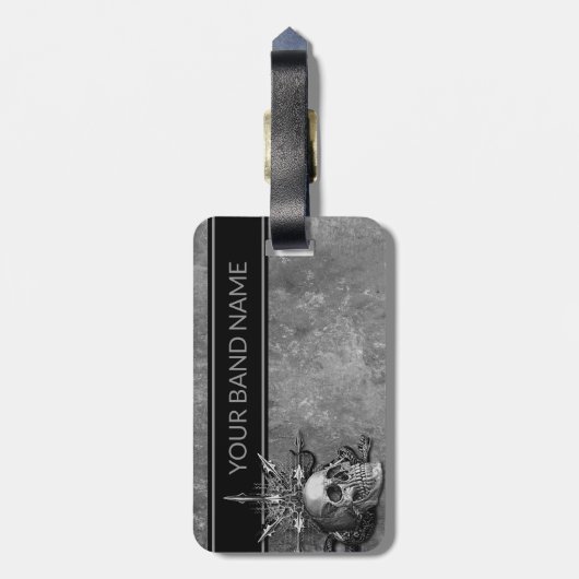 名前をカスタムするバンドマーチロック&メタル転がスカルラグ ラゲッジタグ (裏面縦)