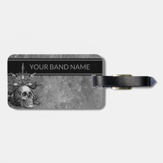 名前をカスタムするバンドマーチロック&メタル転がスカルラグ ラゲッジタグ (裏面横)
