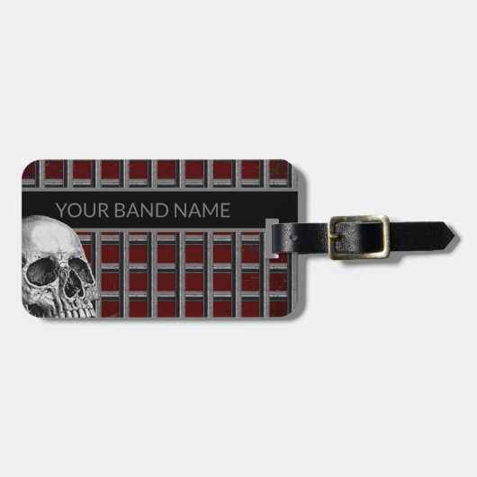 名前をカスタムするバンドマーチロック&メ転がタルスカル ラゲッジタグ (正面横)