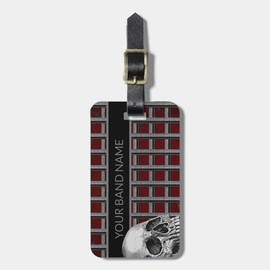 名前をカスタムするバンドマーチロック&メ転がタルスカル ラゲッジタグ (正面縦)