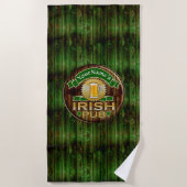 名前をカスタムするバーアイリッシュパブサインSt patricks day ビーチタオル (正面)
