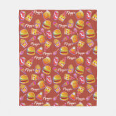 名前をカスタムするバーガーとフライスブランケット入りブラウン フリースブランケット (正面)