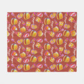 名前をカスタムするバーガーとフライスブランケット入りブラウン フリースブランケット (正面(横))