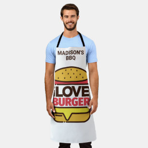 名前をカスタムするバーガーラーエプロン エプロン