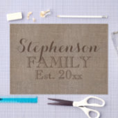 名前をカスタムするバーラップ素朴プリント 薄葉紙 (クラフト)