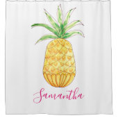 名前をカスタムするパイナップル シャワーカーテン (正面)