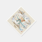 名前をカスタムするパイロットテディベアバースデーパーティー スタンダードカクテルナプキン (角)