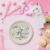 名前をカスタムするパイロットテディベアバースデーパーティー ペーパープレート (パーティー)