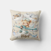 名前をカスタムするパイロットテディベア クッション (正面)